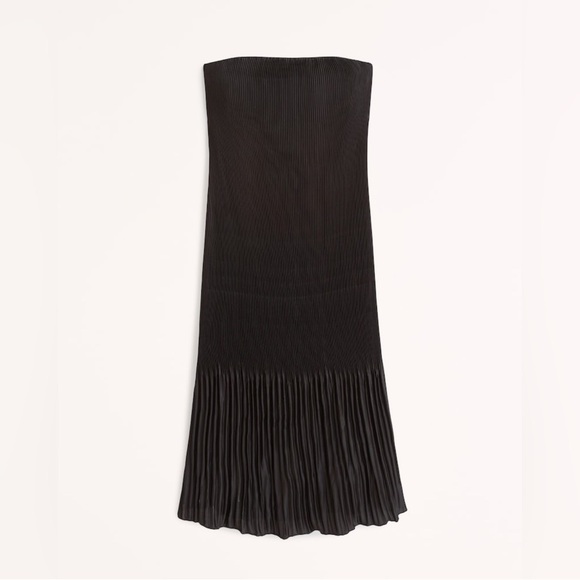 Abercrombie A&F Giselle Pleat Black Midi Dress - Picture 3 of 3